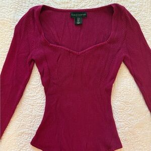 House of Harlow 1960 Magenta Ribbed Bodysuit